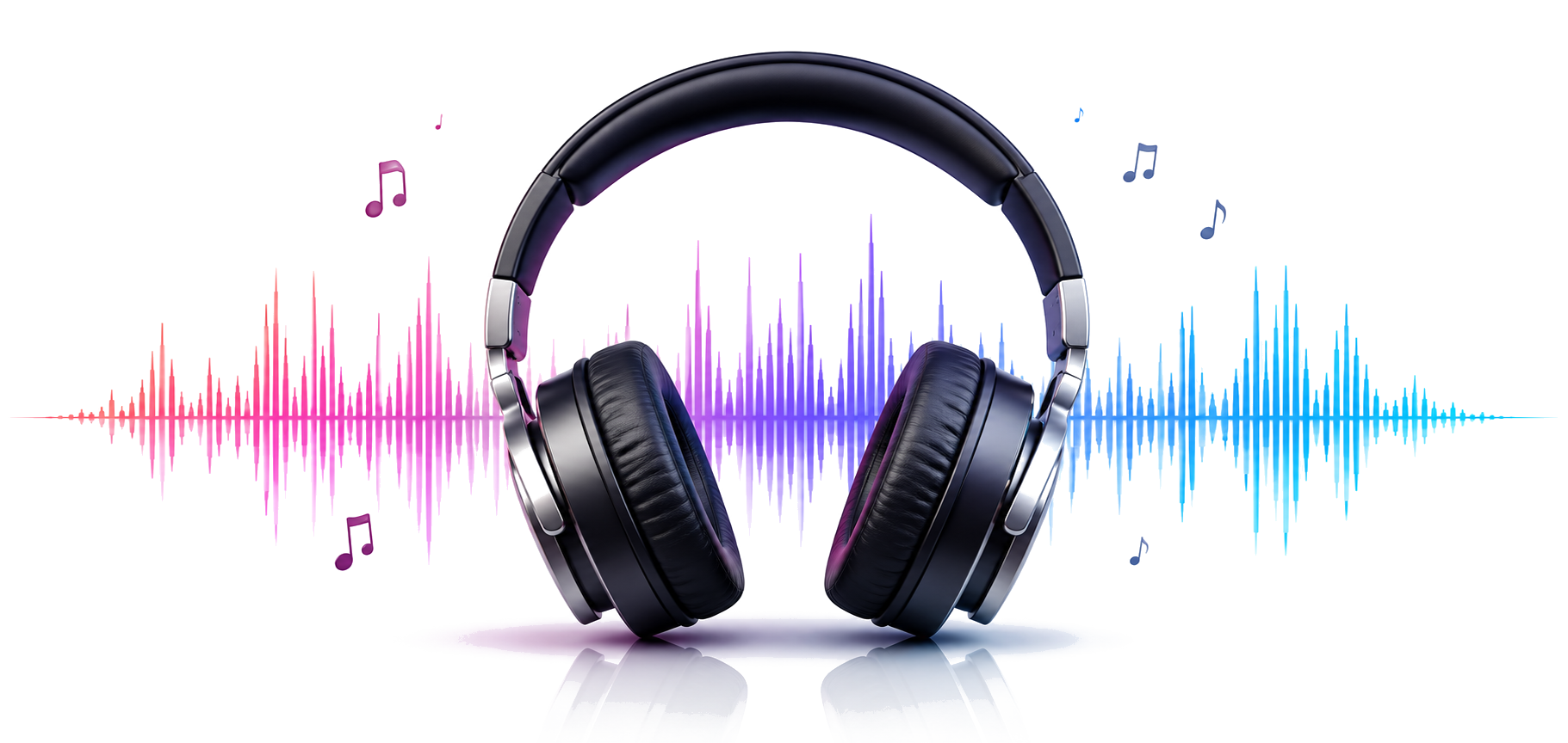 Kopfhörer vor farbiger Audiowellenform als Symbol für 29 Recruiting-Hörproben per Radio
