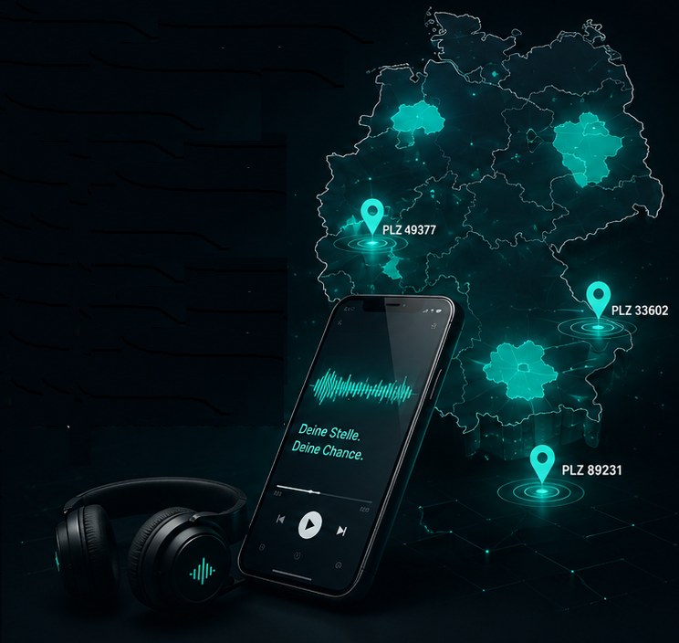 Audio-Streaming und Spotify Recruiting-Kampagne mit PLZ-genauer regionaler Aussteuerung